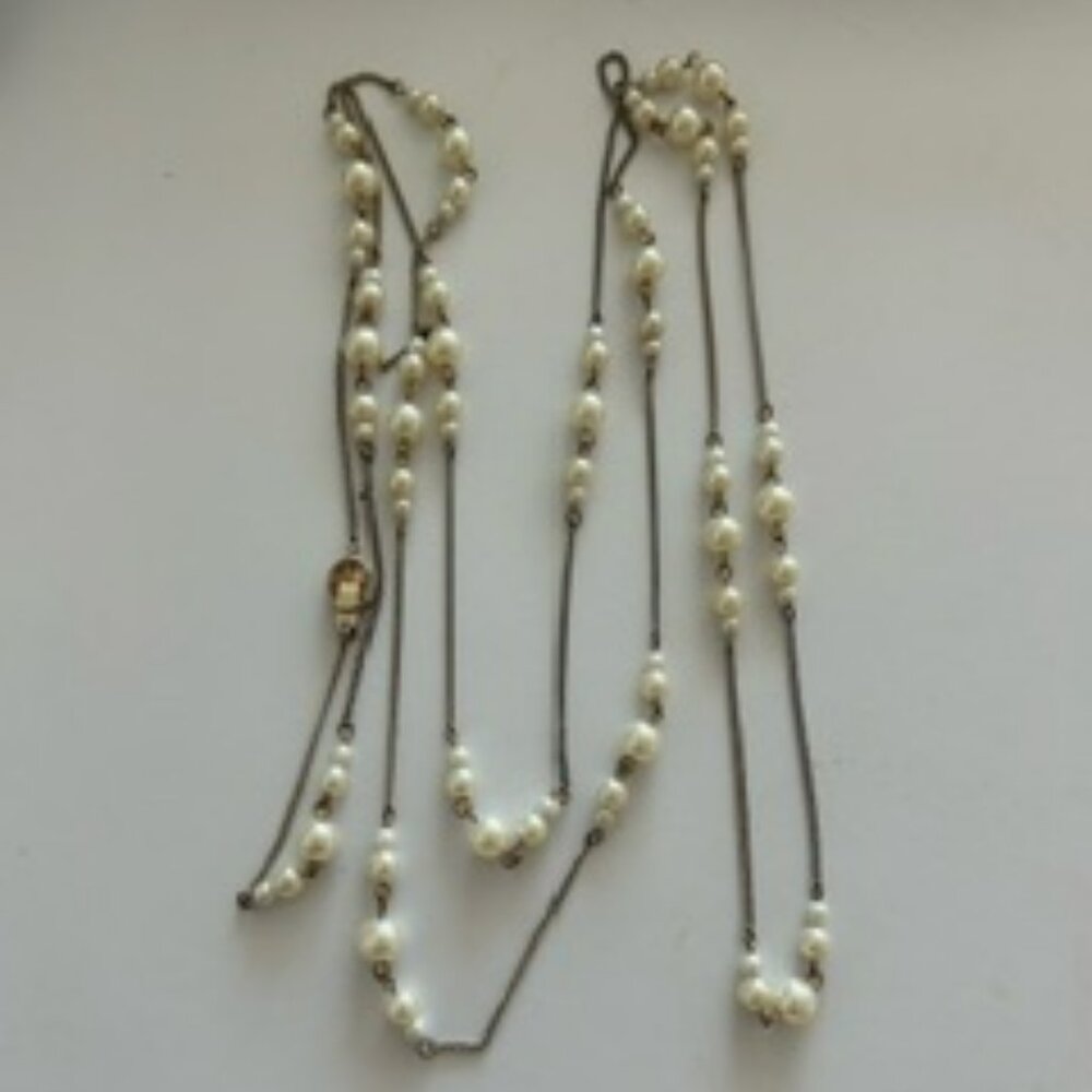 Long Gold and Pearl Necklace
